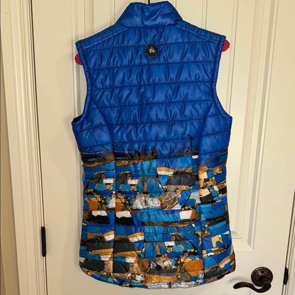Dolcezza Simply Art Puffer Vest Gold and Blue Quilted for Layering - Picture 4 of 15
